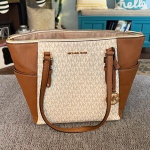 Michael Kors Brown and Cream Signature Tote